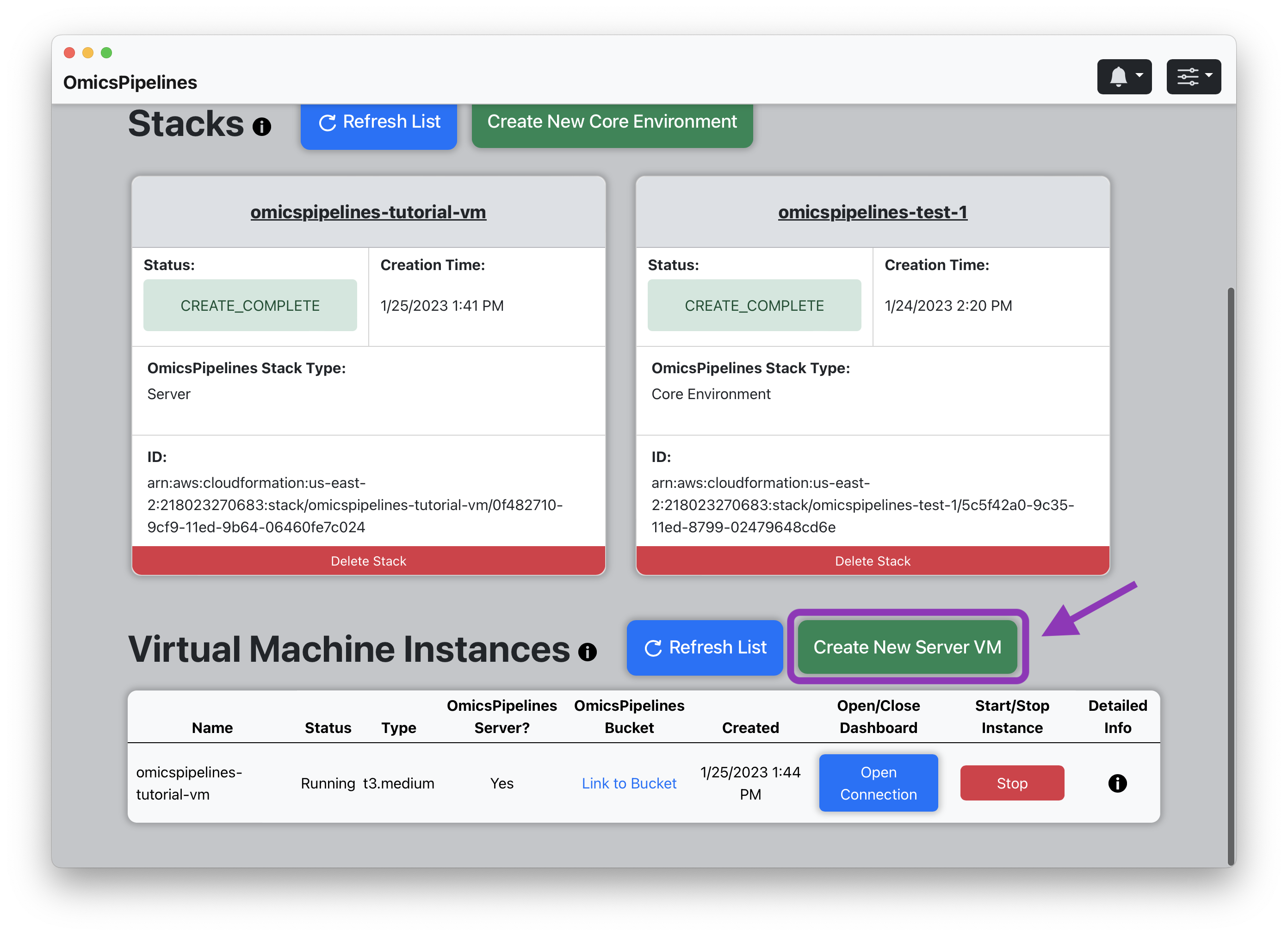 Creating a new virtual machine