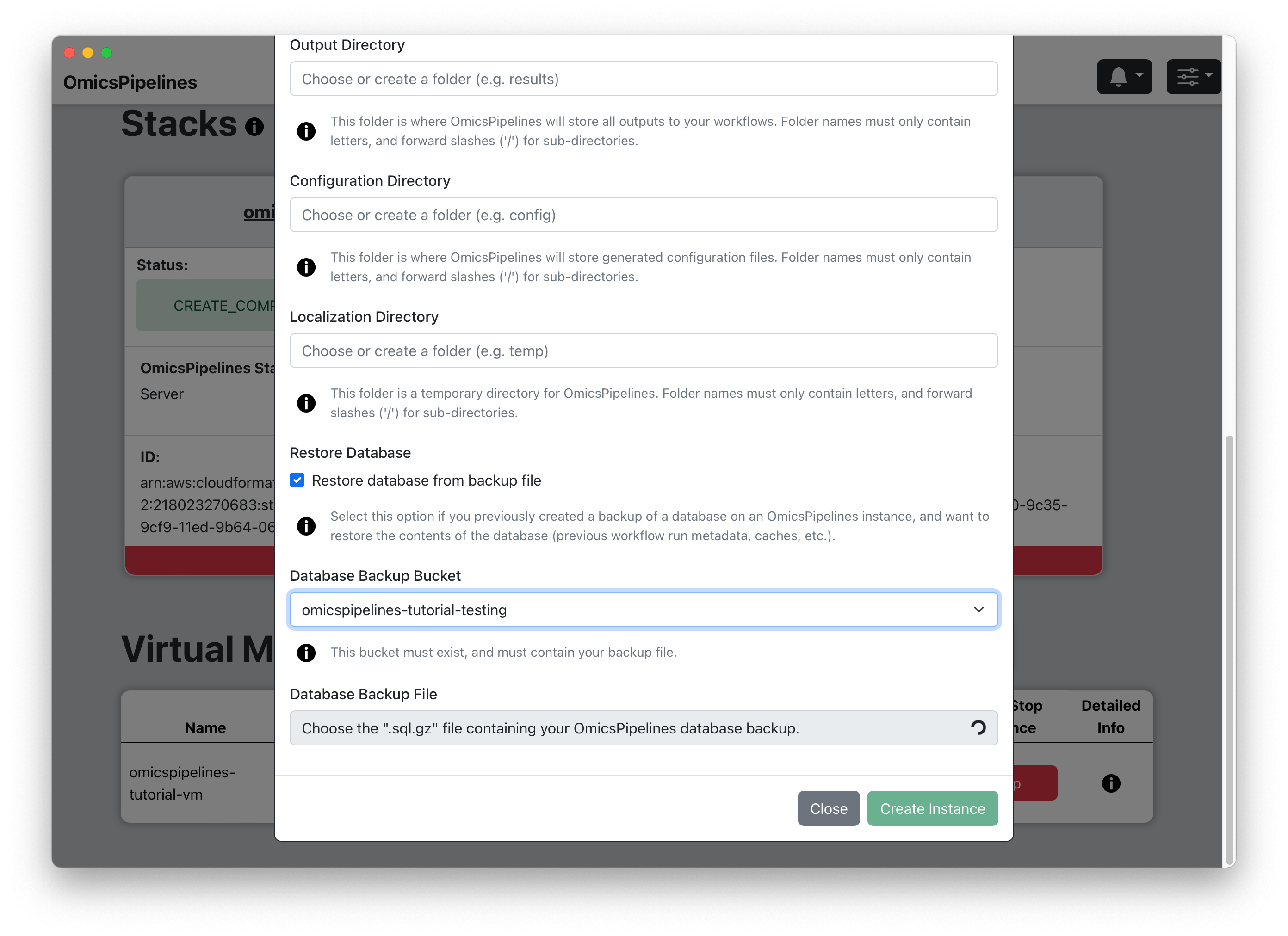 Restoring a database