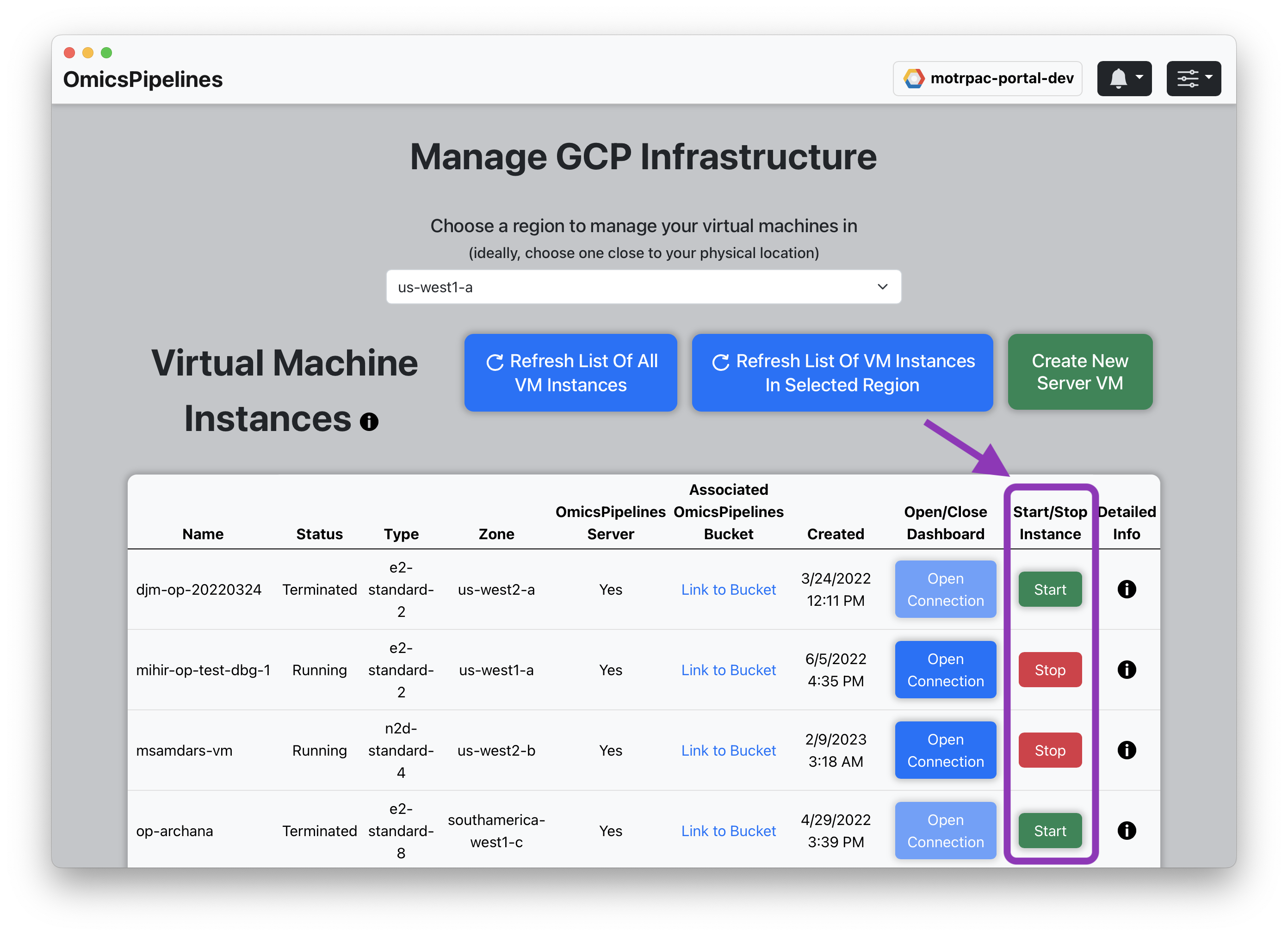 Start/Stop Instance