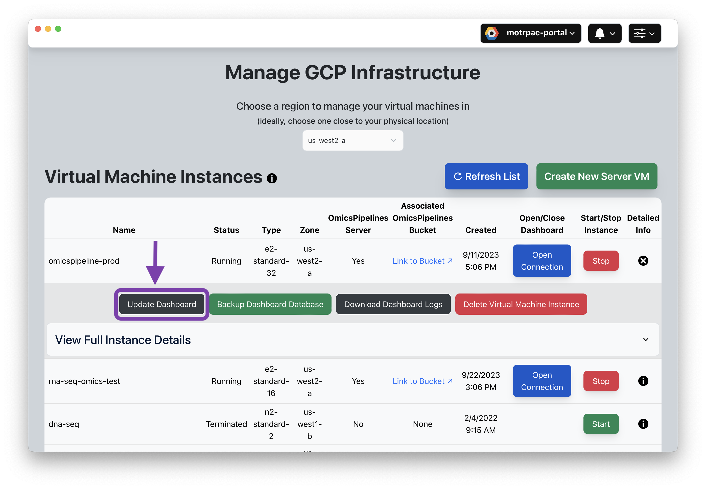 Update Instance